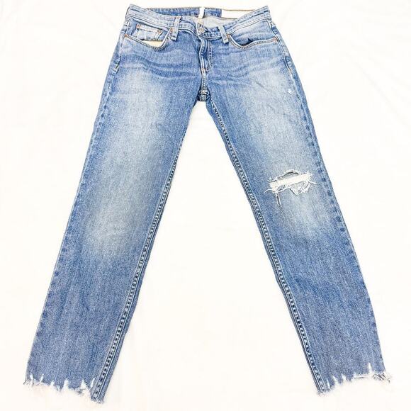 Rag & Bone Dre Low-Rise Slim Boyfriend Raw Hem Denim Jeans Size 26 - Picture 2 of 9